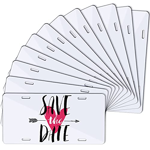 12 Pack Sublimation License Plate Blanks, Heat Thermal Transfer Sheet DIY Picture Sublimation Blank,Metal Aluminum Automotive License Plate Plates Tag for Custom Design Work (White)