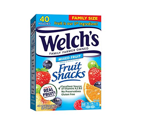Welch’s Fruit Snacks, Mixed Fruit, Gluten Free, Bulk Pack, Individual Single Serve Bags (#One Pack), 4 Set of 40 Pack 0.9 Ounce