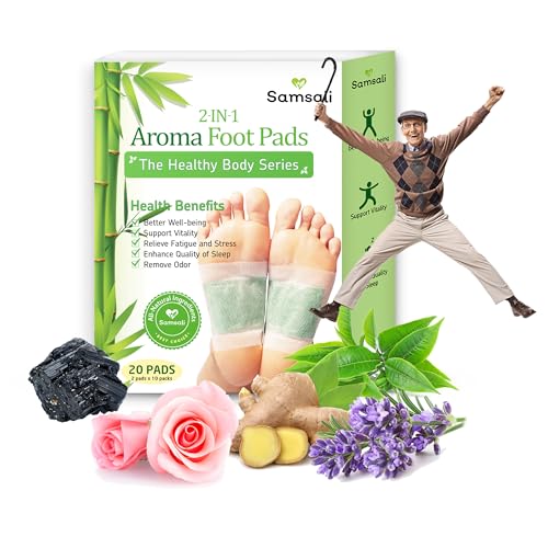 Samsali Foot Pads, 20 Bamboo Foot Pads, Upgraded 2 in 1 Aroma Foot Patches for Better Sleep, Rapid Foot Care, Foot Pads for Women and Men, 20 Pads