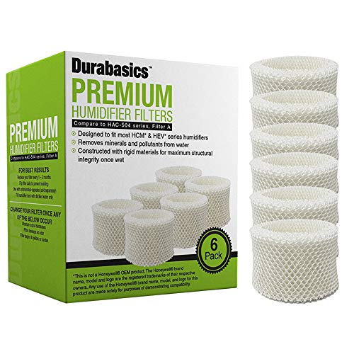 Durabasics 6 Pack Humidifier Replacement Filter for Honeywell HAC-504, HAC-504AW & Filter A, Filter HCM 350 & Cool Mist Humidifiers