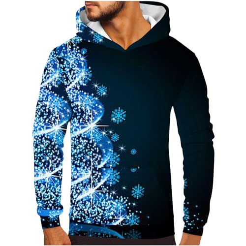 KCaHFO Mens Funny 3D Printed Hoodies Fashion Ugly Christmas Sweater Pullover Sweatshirt Xmas Ball Printed Drawstring Shirts Mens T Shirt Graphic 2023 T Shirts Männer