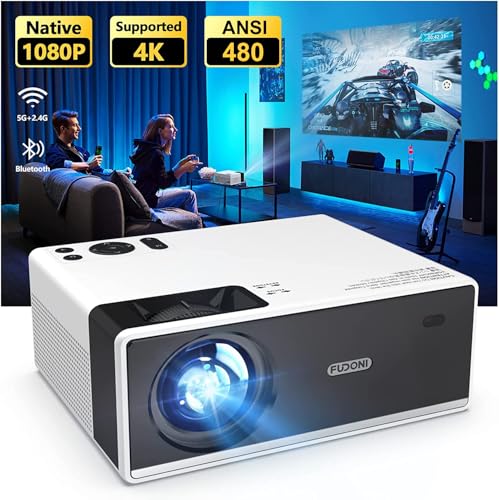 FUDONI Projector with WiFi and Bluetooth, Outdoor Portable 4K Support Projector 20000L HD 1080P Max 300' Display Zoom, Movie Video Home Theater Projector Compatible with HDMI/USB/Phone/Laptop/TV Stick