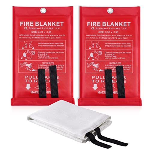 Fire Blankets Emergency for Kitchen Home - Mondoshop Emergency Fire Retardant Blanket for Home Fireproof Blanket for Camping, Grill, Car, Office, Warehouse, School, Picnic, Fireplace