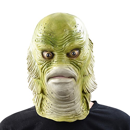 Party Story Creature from Black Lagoon Monster Fish Mask Halloween Dress Up Latex Novelty Costume Rubber Full Head Masks (short pattern)
