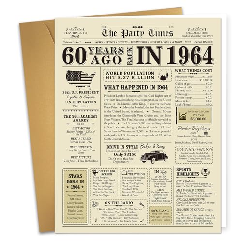 Ogeby Funny 60th Birthday Gifts for Women Men, Jumbo Back in 1963 Birthday Gifts Card, Vintage 60 Year Old Gifts for Dad Mom Grandma, Happy 60th Wedding Anniversary Cards Gifts