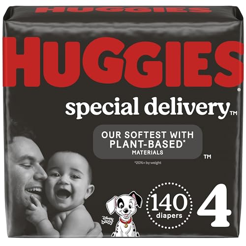 Huggies Special Delivery Hypoallergenic Baby Diapers Size 4 (22-37 lbs), 140 Ct, Fragrance Free, Safe for Sensitive Skin