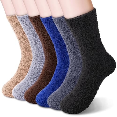 YSense 6 Pairs Women Fuzzy Fluffy Cozy Slipper Socks Warm Soft Winter Plush Home Sleeping Socks