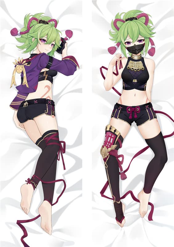 Genshin Kuki Shinobu Body Pillow Case Cover Dakimakura(59.1x19.7in/150x50cm) Satin Peach/Peach Skin