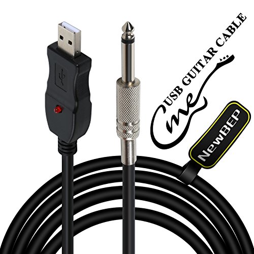 NewBEP USB Guitar Cable,Guitar Bass to PC USB Recording Cable Adapter Converter Connection Interface, USB to 6.35mm 1/4' Jack Computer Recording Lead Adaptor(2.8M/9.2FT)