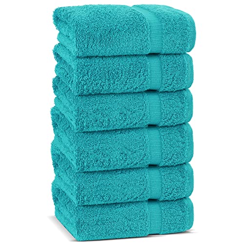 Chakir Turkish Linens | Hotel & Spa Quality 100% Cotton Premium Turkish Towels | Soft & Absorbent (6-Piece Hand Towels, Aqua)