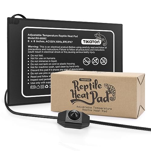 Tikaton Reptile Heat Pad - Adjustable temperature Under Tank Heater for 10-20gal/30-40gal Tank, Terrarium Heat Mat for Turtle/Snake/Lizard/Frog/Spider/Plant Box