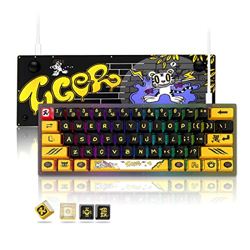 Womier K61 60% Mechanical Keyboard, Hot Swappable Keyboard with Tiger Cabin Keycap, Compact 61 Keys Gaming Keyboard, RGB Custom Keyboard for Windows Mac Linux Xbox (Gateron G Pro Yellow Switch)