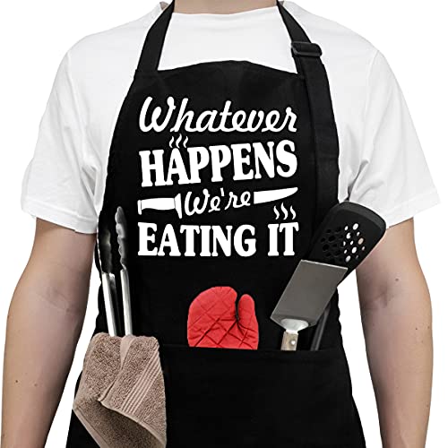 NewEleven Christmas Gift For Men, Dad, Husband, Him - Aprons For Men With Pockets - Funny Gifts For Men, Dad, Husband, Boyfriend, Him, Brother, Uncle - Grill Cooking BBQ Kitchen Chef Apron