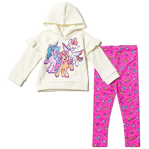 My Little Pony Izzy Moonbow Sunny Starscout Zipp Storm Toddler Girls Pullover Fleece Hoodie Legging Pink/White 4T
