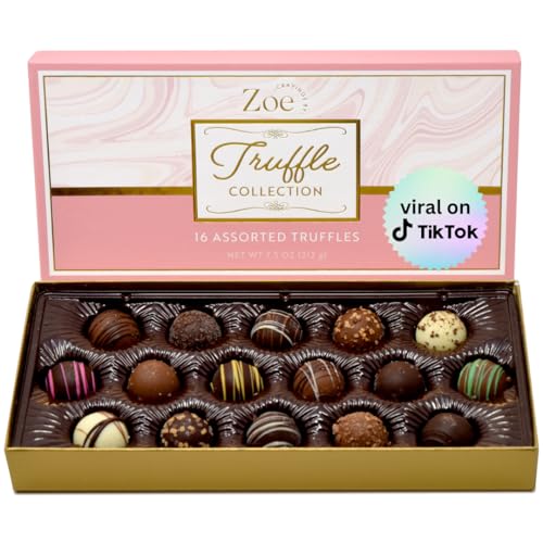 CRAVINGS BY ZOE Mothers Day Chocolate Truffles Gift Box | 16 Count | Chocolate Candy Gifts | Gourmet Assorted Chocolate Food Gift Basket | Birthday Gifts for Women Men Mom Dad Adults Couples Families