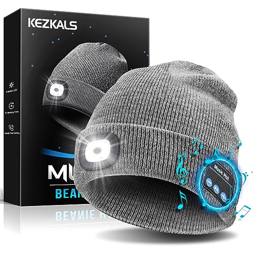 Stocking Stuffers for Men Adults, Bluetooth Beanie Hat, Gifts for Men, Mens Gifts for Christmas, Cool Gadgets for Men, Unique Gifts for Dad, Him, Husband, Tech Gifts for Men Who Have Everything(Grey)