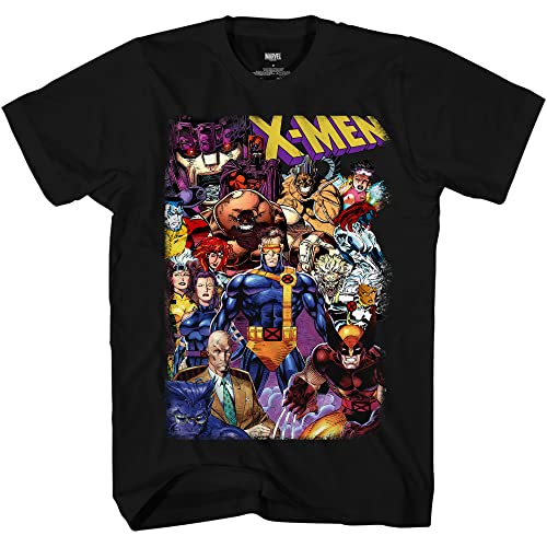 Marvel X-Men All in Team 90's Jim Lee Mens Adult T-Shirt(LG, Black)