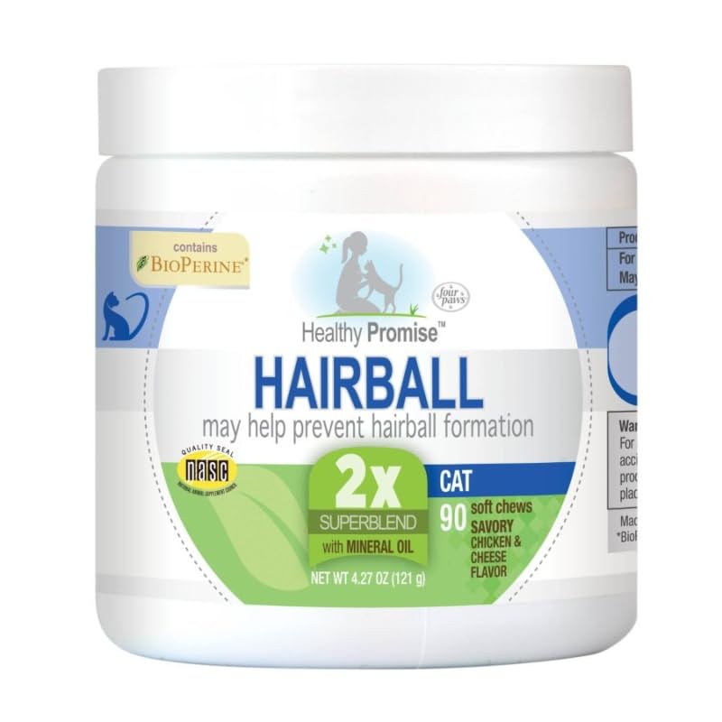 Four Paws Healthy Promise Hairball Control Supplements for Cats - 90 Count