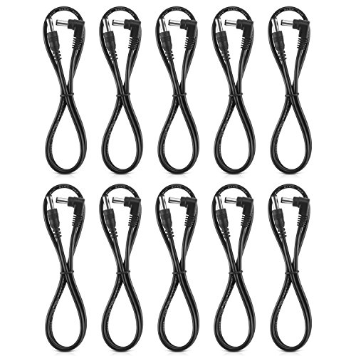 Donner Guitar Pedal Power DC Cable, 60 CM Effect Power Supply Cord - 10 Pack, Male to Male