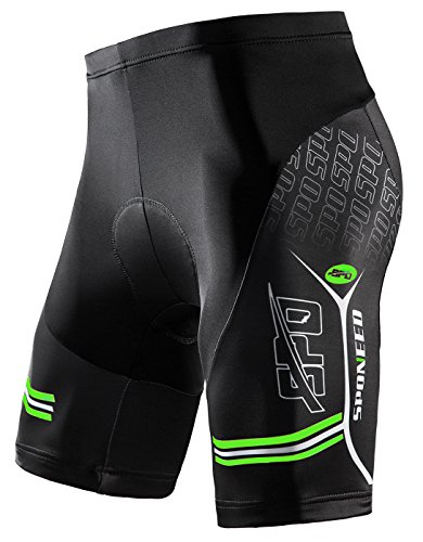 sponeed Men Bike Shorts Pro Bicycle Bottoms Biking Pants Chamois Riding Bottoms US S Green Multi
