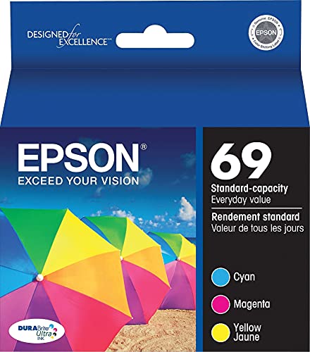 EPSON 69 DURABrite Ultra Ink Color Combo Pack For CX-6000, CX-7000F, CX-7400, CX-8400, CX-9400, CX-9475, NX-400, NX-415, NX-510, NX-515, WF-1100, WF-600, WF-610, WF-615 and other select models