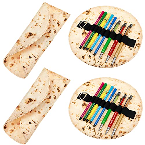 Seajan 4 Pcs Funny Pencil Case Holder Funny Pen Pouch Organizer Office Accessories Makeup Case Bag School Supplies Useful Gift (Tortilla Roll)