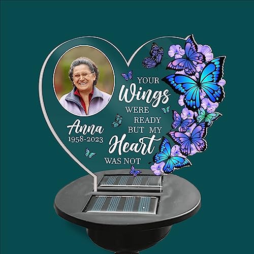 CustomizAF Personalized Solar Outdoor Lights Garden Decor, Cemetery Decorations for Grave, Grave Decorations for Cemetery Memorial Gifts for Loss of Mother, Sympathy Gifts for Loss of Dad (SL25)