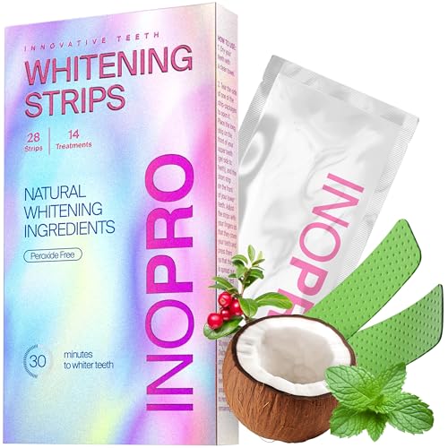 InoPro Teeth Whitening Strips 14 Treatments - Peroxide Free - Whitening Without The Harm - Deep Stains Removal - Whitening for Sensitive Teeth - 28 Strips