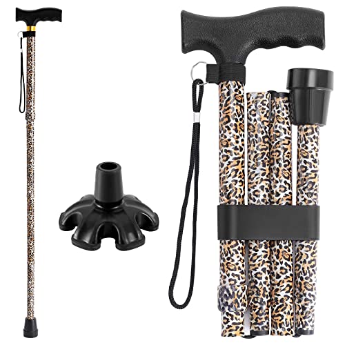 Walking Cane PANZHENG Cane for Man/Woman | Mobility & Daily Living Aids | 5-Level Height Adjustable Walking Stick | Comfortable Plastic T-Handle Portable Walking Stick Folding Cane