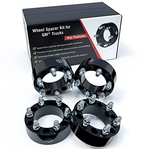 6x5.5 Wheel Spacers 2 Inch, Set of 4-6 Lug 50mm Wheel Centric Adapter - Fits Chevy, GMC & Cadillac - 1999-2022 Silverado, Sierra, Avalanche, Tahoe & Suburban - 6x139.7mm Bolt Pattern, M14x1.5 Studs