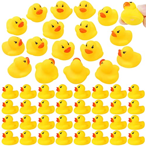 GADIEDIE Rubber Duck 50 Pack Mini Rubber Ducky Float Ducks Baby Bath Toy, Great for Jeep Ducking, Shower, Birthday Party, Carnival Game Gift(1.6'x 1.5' x 1.2')