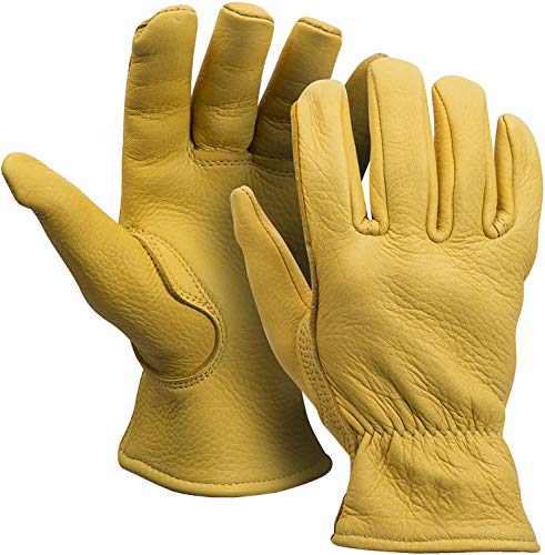 MEN`S FULL GRAIN TAN DEERSKIN LEATHER GLOVES LINED 40 GRAM 3M THINSULATE (American Fur) (X-Large)