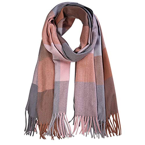 SOJOS Classic Plaid Tartan Cashmere Scarf for Women Men Soft Scarves SC316 with Pink and Blue Plaid