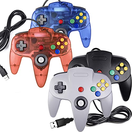 miadore 4 Pack USB Wired N64 Controller, Classic N64 PC Gamepad Joystick Controller for Windows PC MAC Linux Raspberry Pi 3