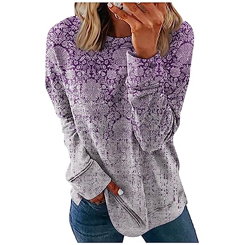 Women's Long Sleeve Tops Womens Long Sleeve Shirts Womens Long Sleeve Tops Women Long Sleeve Tops Round Neck Tees Solid Color Pullovers Comfy Loose fit Tops Casual Shirts Trendy Sweatshirts