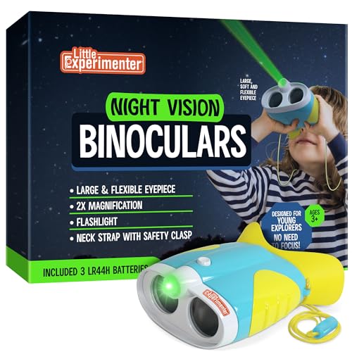 Binoculars for Kids and Toddlers - Toys Binocular with Night Vision Light and Face Comport Rubber Gift Ideas, Stocking Stuffer Gifts for Boys & Girls Ages 3 4 5 6 7 8 9 10-12+ Year Old