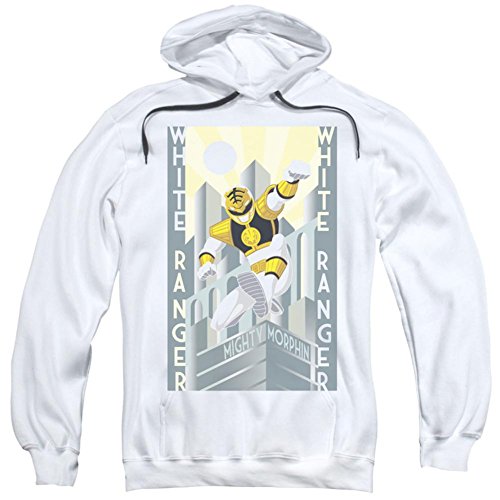 Power Rangers Children's Cartoon TV Series White Ranger Adult Pull-Over Hoodie