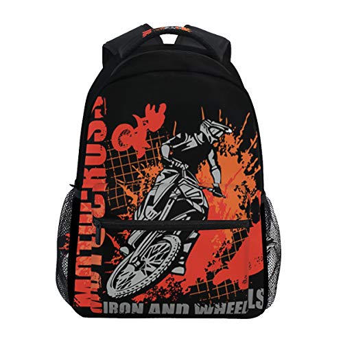 Motorcycle Backpack Dirt Bike School Bookbag for Boys Girls Computer Backpacks Book Bag Travel Hiking Camping Daypack for Children's Gifts