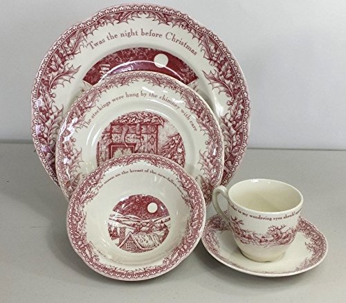 Johnson Brothers Twas The Night 5-Piece Place Setting, Red & White