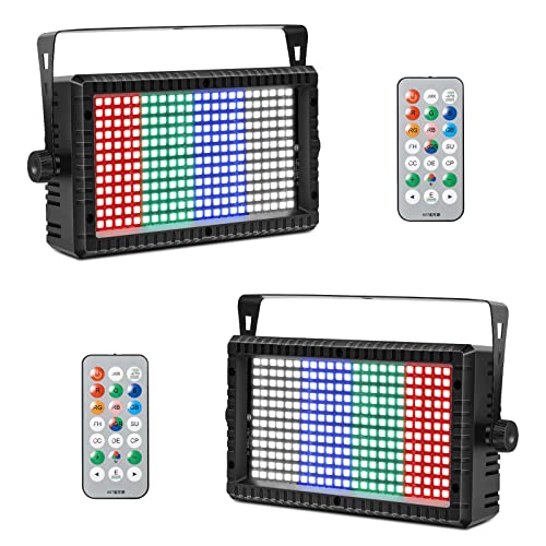 ZKYMZL RGB 3 in 1 LED Strobe Effect Lights Wall Washer Uplight with 48 Zones Chasing by DMX & Remote Control & Sound Activated & Auto Play for Halloween Party Church Wedding Events Stage (2 Pack)
