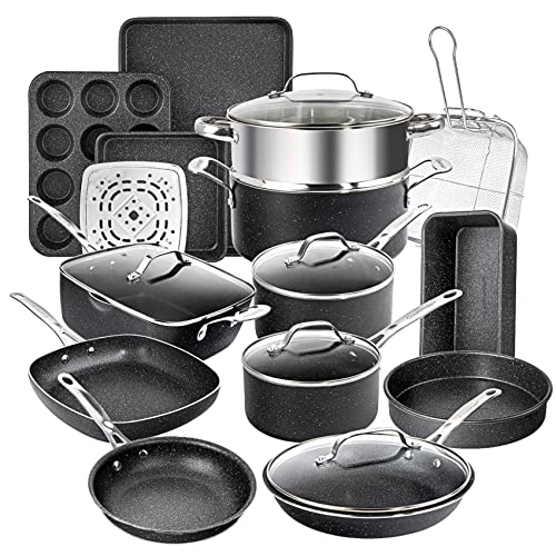 Granitestone 20 Pc Pots and Pans Set Nonstick Cookware Set, Kitchen Cookware Sets, Pot and Pan Set, Pot Set, Diamond Coated Non Stick Pots and Pans Set with Lids + Bakeware, Dishwasher Safe