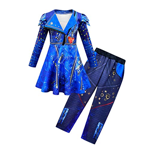 laughZuaia Kids Girls Mal Evie Jacket + Pant Clothing Set Halloween Cosplay Costumes Party Dress up Outfits (9-10Years, Evie)