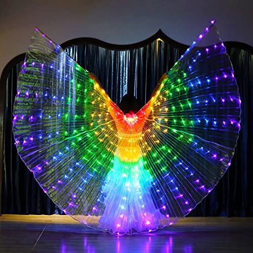 Myohyinwon Light Up Led Isis Wings Belly Dance Carnival Rave Disco Costumes Outfits for Women Adults for Christmas Halloween Party (Colorful)