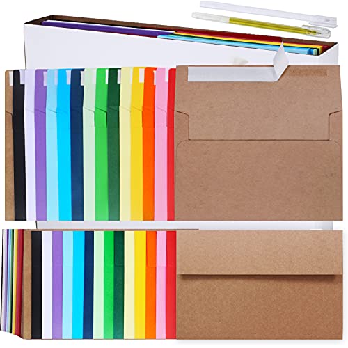 Supla 90 Pack 15 Colors A9 Invitation Envelopes Self Seal Greeting Card Envelopes Photos Envelopes White Ivory Red Green Kraft Yellow Pink Blue Envelops Square Flap Announcements Envelopes
