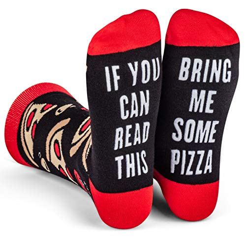 Lavley If You Can Read This, Bring Me... Funny Novelty Socks For Men and Women (US, Alpha, One Size, Regular, Regular, Pizza)