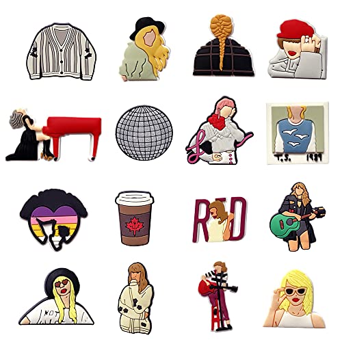 Singer Croc Charms 17PCS PVC TS Merch Shoe Charms Decoration for Clog Shoes, Wristband, Bracelet Party Gift…