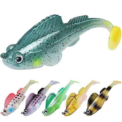 TRUSCEND Fishing Lures for Bass Trout, Fishing Jigs Swimbaits Jighead Lures Paddle Tail Swimbaits, Swim Jig Fishing Baits Freshwater Saltwater Jigging Lure, Fishing Gifts for Men