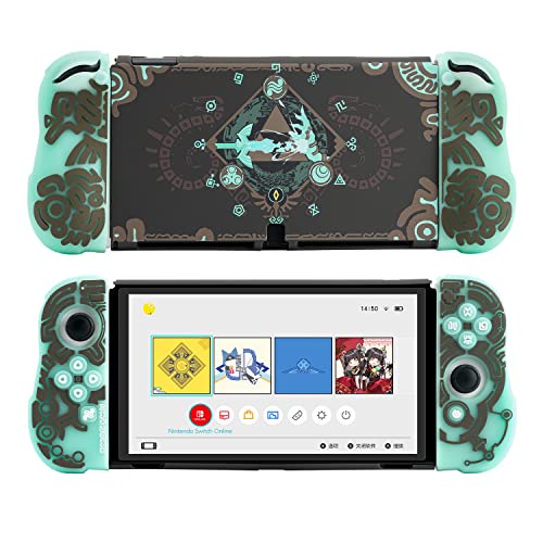WISHAVEN Protective Case Compatible with Nintendo Switch OLED, Luminous Silicone Soft Protective Cover for Nintendo Switch OLED Console Joy-Con Controller - (Zelda Lost Ruins)
