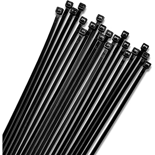 Bolt Dropper 12' Black Zip Cable Ties (100 Pack), 120lbs Tensile Strength - Heavy Duty, Self-Locking Premium Plastic Cable Wire Ties for Indoor and Outdoor by Bolt Dropper (Black)