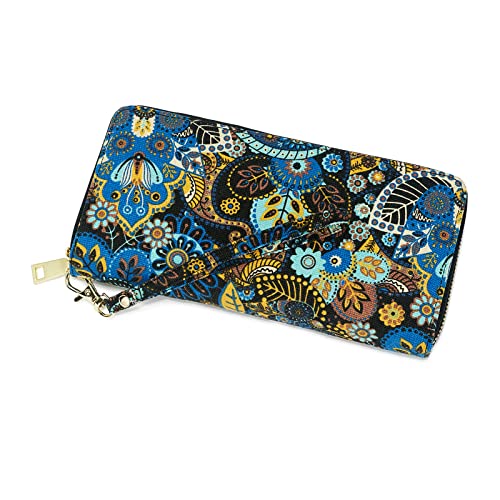 WOZEAH Women's RFID Blocking PU Leather Zip Around Wallet Clutch Large Travel Purse (Color-3)